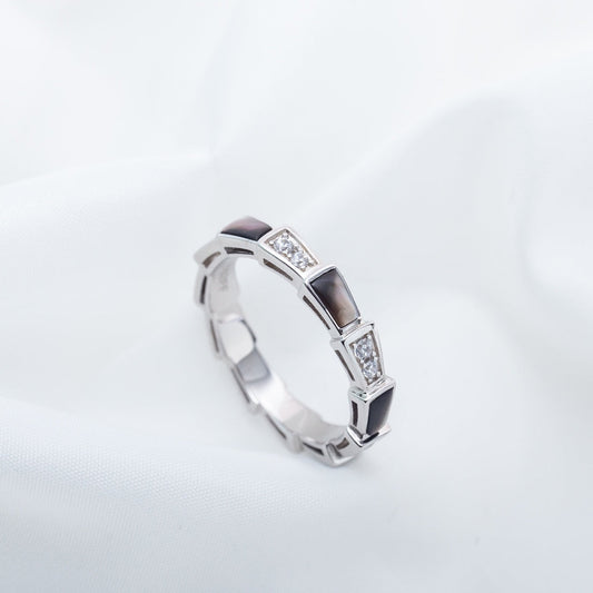 [Clover Jewelery]SERPENTI RING SILVER  DIAMOND BLACK MOP 3MM
