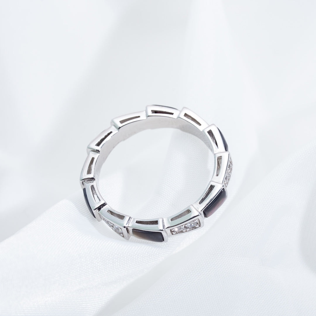 [Clover Jewelery]SERPENTI RING SILVER  DIAMOND BLACK MOP 3MM