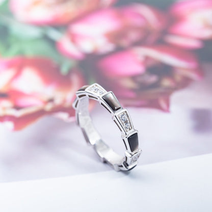 [Clover Jewelery]SERPENTI RING SILVER  DIAMOND BLACK MOP 3MM