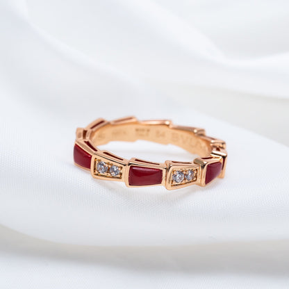 [Clover Jewelery]SERPENTI RING PINK GOLD CARNELIAN DIAMOND 3MM