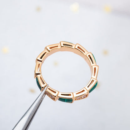 [Clover Jewelery]SERPENTI RING PINK GOLD MALACHITE DIAMOND 3MM