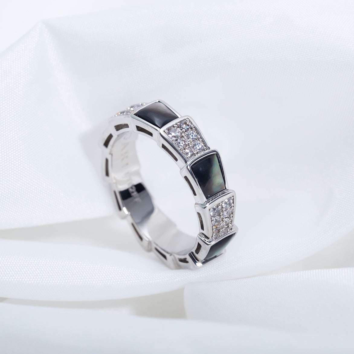 [Clover Jewelery]SERPENTI RING SILVER DIAMOND BLACK MOP 4MM