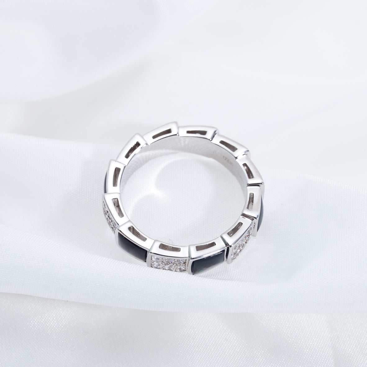 [Clover Jewelery]SERPENTI RING SILVER DIAMOND BLACK MOP 4MM