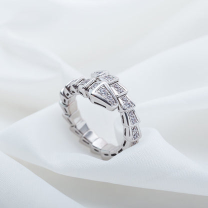 [Clover Jewelery]SERPENTI RING SILVER DIAMOND PAVED 4MM