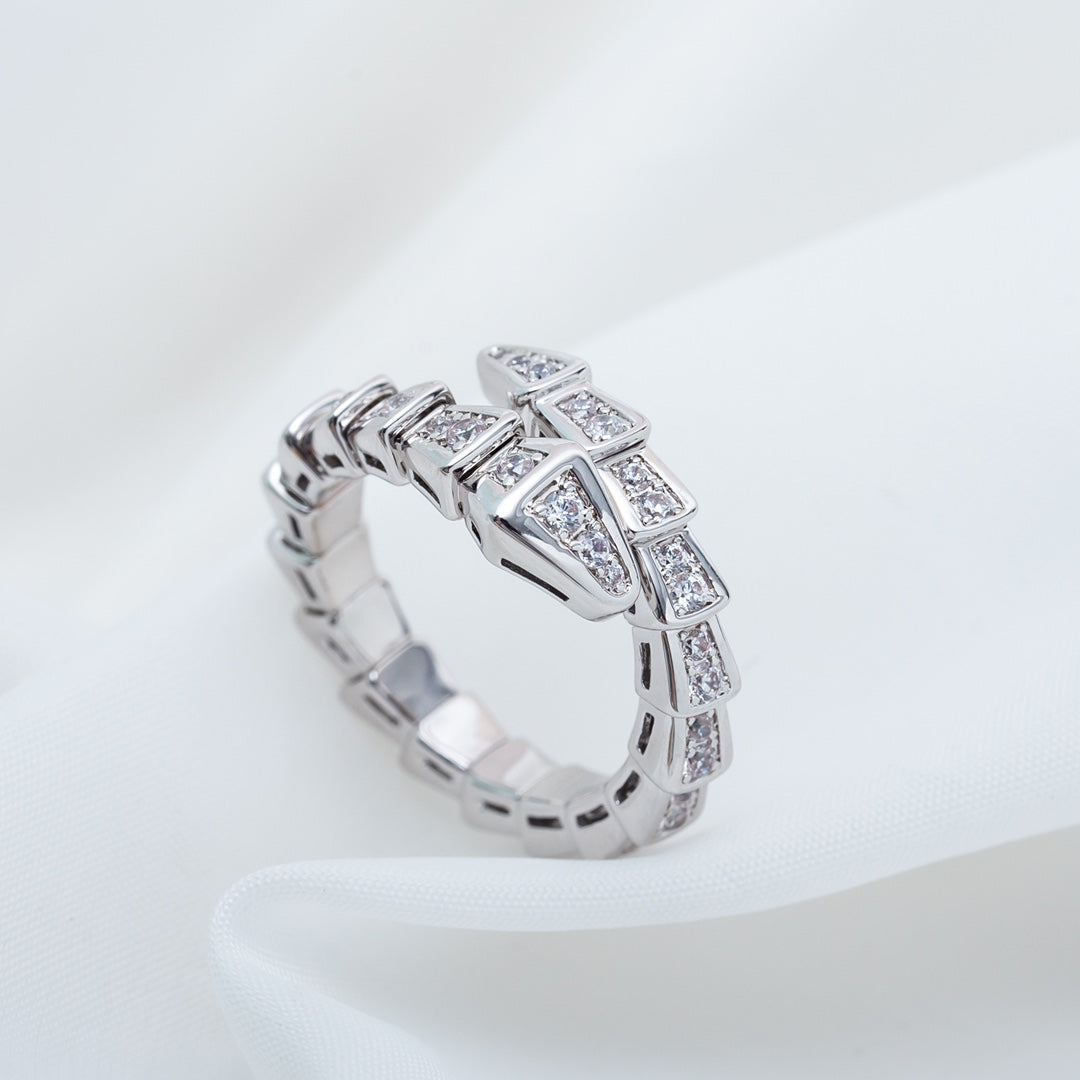 [Clover Jewelery]SERPENTI RING SILVER DIAMOND PAVED 4MM