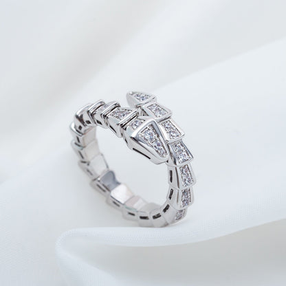 [Clover Jewelery]SERPENTI RING SILVER DIAMOND PAVED 4MM