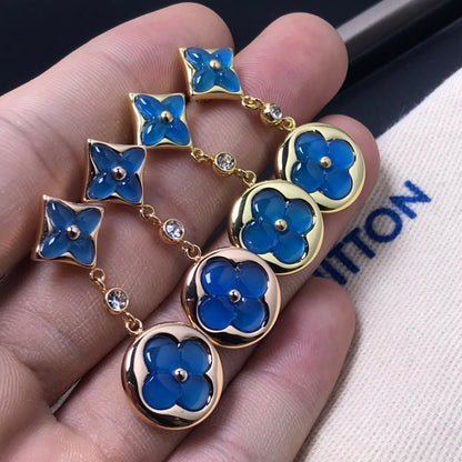 [Clover Jewelery]STAR AND SUN AGATE DIAMOND EARRINGS