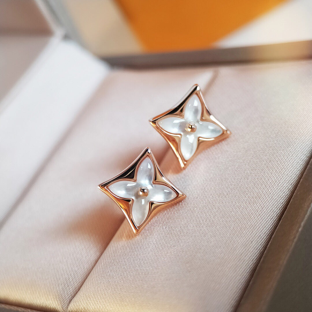 [Clover Jewelery]STAR MOP PINK GOLD EARRINGS