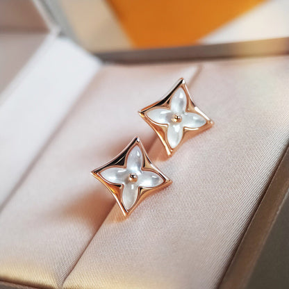 [Clover Jewelery]STAR MOP PINK GOLD EARRINGS
