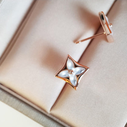 [Clover Jewelery]STAR MOP PINK GOLD EARRINGS