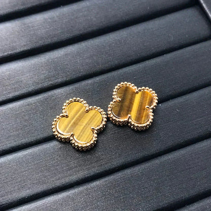 [Clover Jewelery]CLOVER MEDIUM 1 MOTIFS TIGER EYE EARRINGS