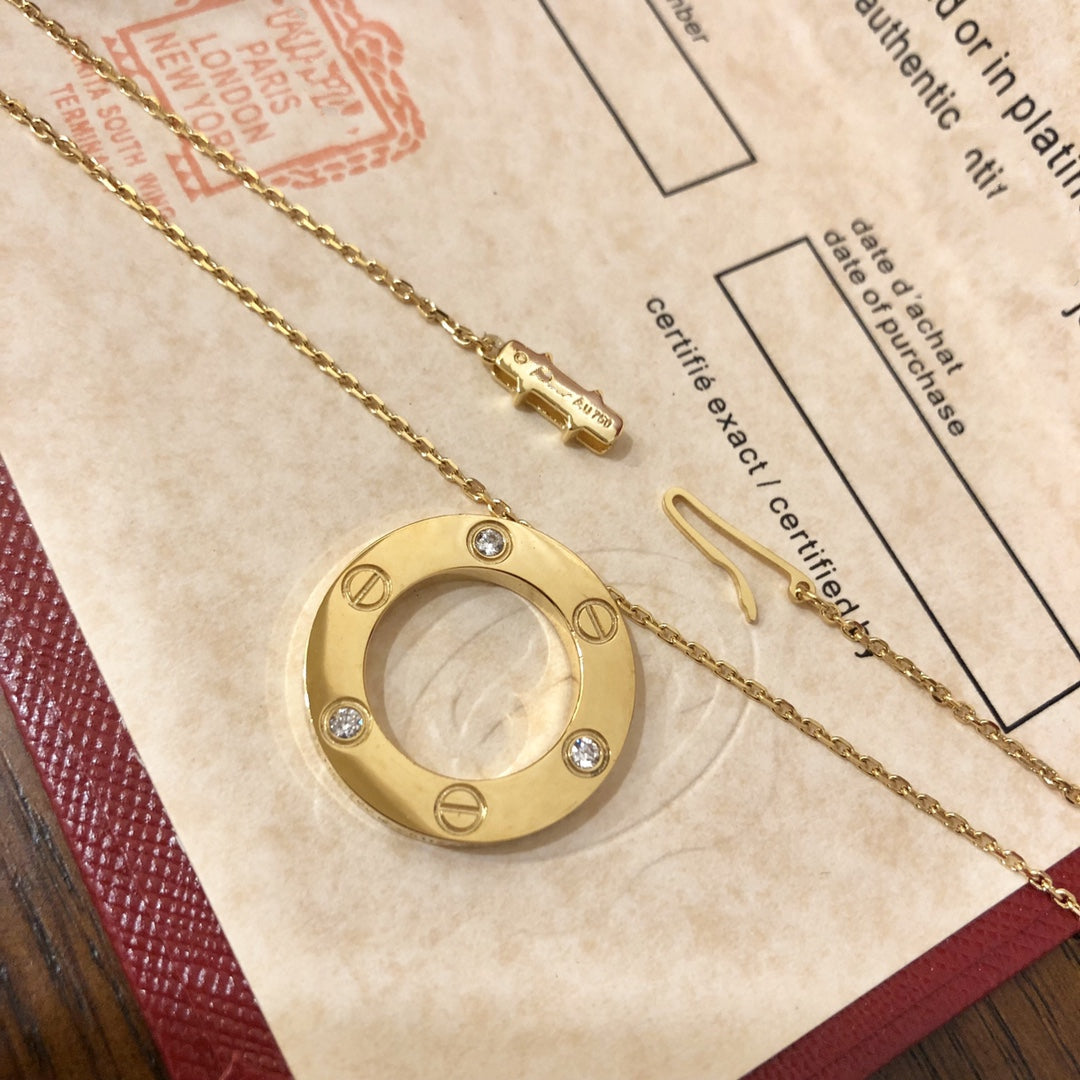 [Clover Jewelery]LOVE NECKLACE 16MM 3 DIAMONDS