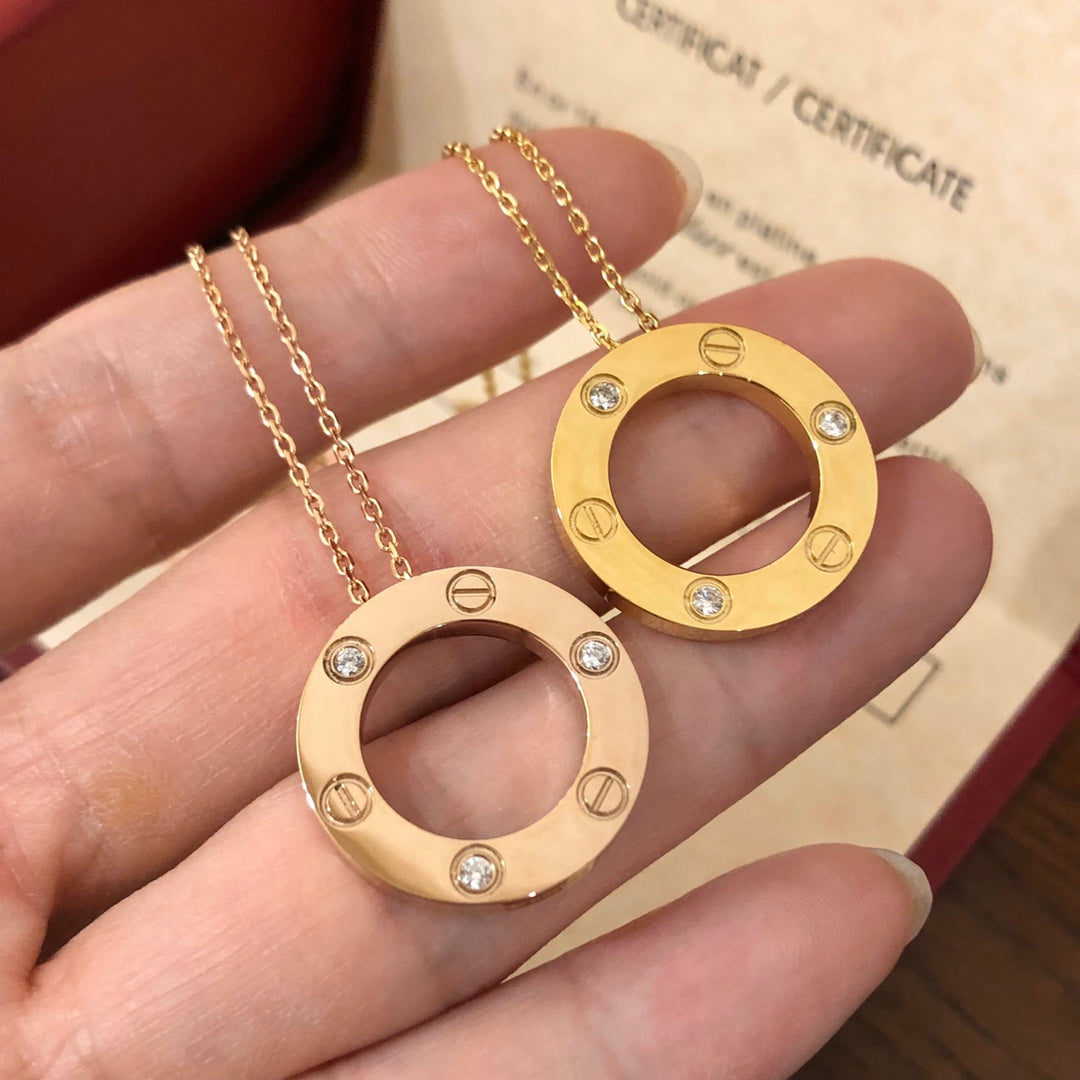 [Clover Jewelery]LOVE NECKLACE 16MM 3 DIAMONDS