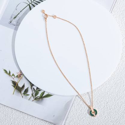 [Clover Jewelery]GARI NECKLACE PINK GOLD MALACHITE