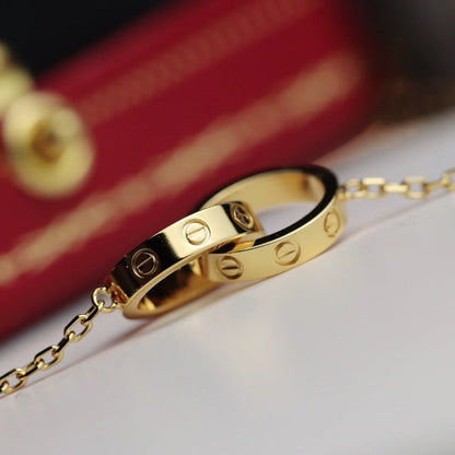 [Clover Jewelery]LOVE NECKLACE DOUBLE RING GOLD