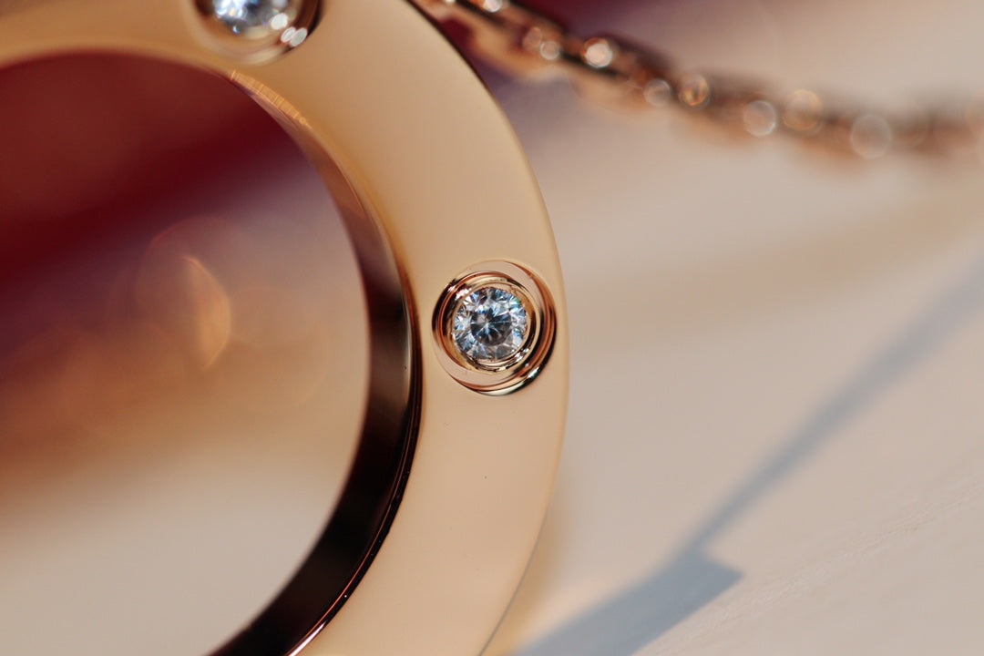 [Clover Jewelery]LOVE NECKLACE 16MM 6 DIAMONDS PINK GOLD