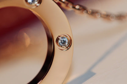 [Clover Jewelery]LOVE NECKLACE 16MM 6 DIAMONDS PINK GOLD
