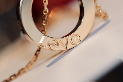[Clover Jewelery]LOVE NECKLACE 16MM 6 DIAMONDS PINK GOLD