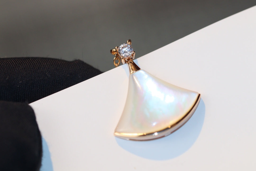 [Clover Jewelery]DREAM NECKLACE WHITE MOP PINK GOLD 1 DIAMOND