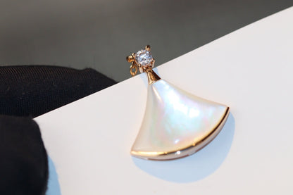 [Clover Jewelery]DREAM NECKLACE WHITE MOP PINK GOLD 1 DIAMOND