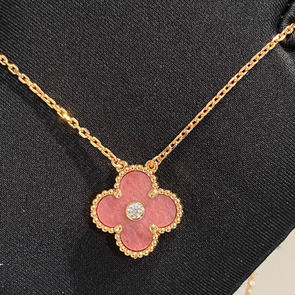 [Clover Jewelery]CLOVER 15MM DIAMOND RHODONITE NECKLACE