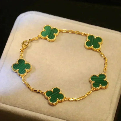 [Clover Jewelery]CLOVER 5 MOTIFS MALACHITE BRACELET