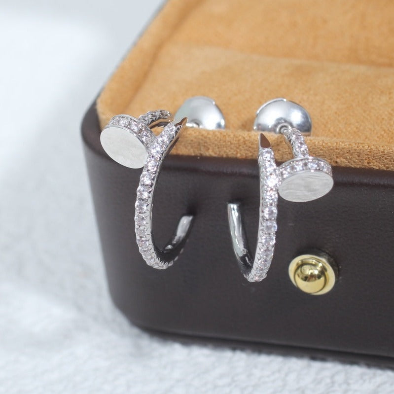 [Clover Jewelery]JUSTE EARRINGS 12.75MM SILVER DIAMOND