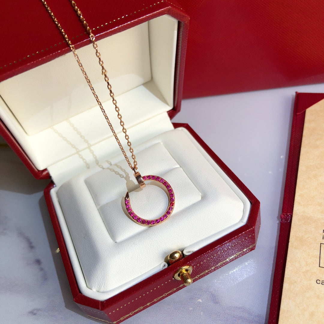 [Clover Jewelery]JUSTE NECKLACE GOLD RED DIAMONDS