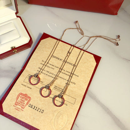 [Clover Jewelery]JUSTE NECKLACE GOLD RED DIAMONDS