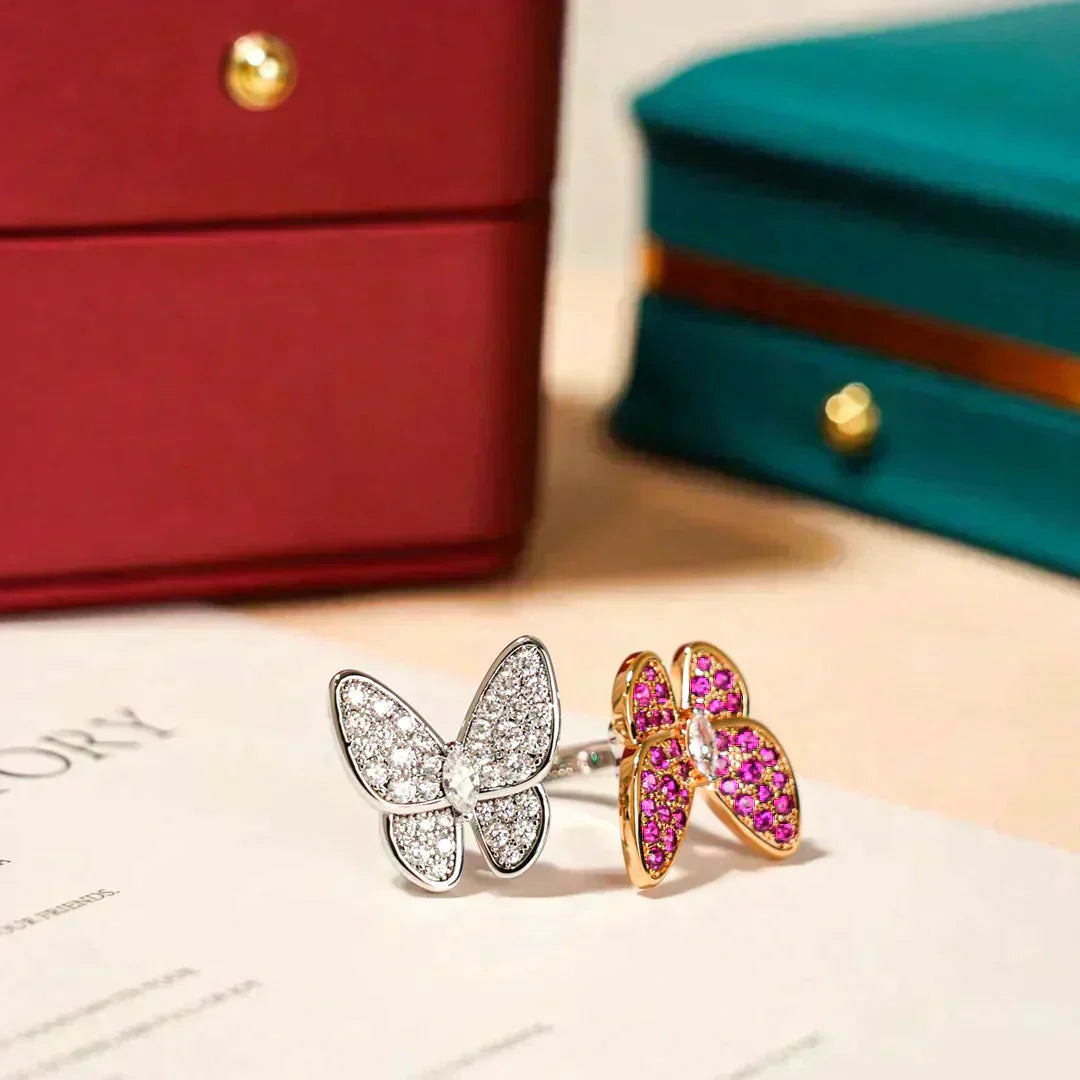 [Clover Jewelery]TWIN BUTTERFLY DIAMOND RING
