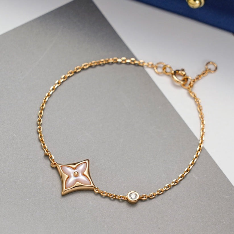 [Clover Jewelery]STAR 1 DIAMOND PINK GOLD BRACELET