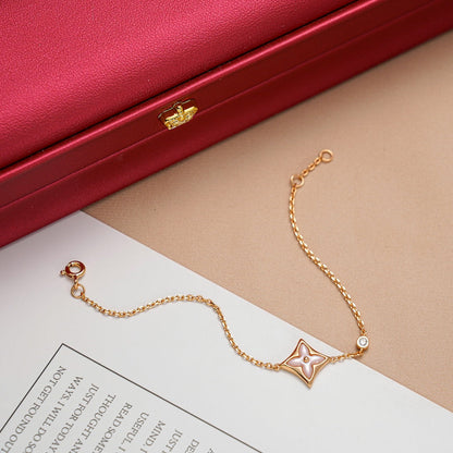 [Clover Jewelery]STAR 1 DIAMOND PINK GOLD BRACELET