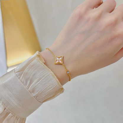 [Clover Jewelery]STAR 1 DIAMOND PINK GOLD BRACELET