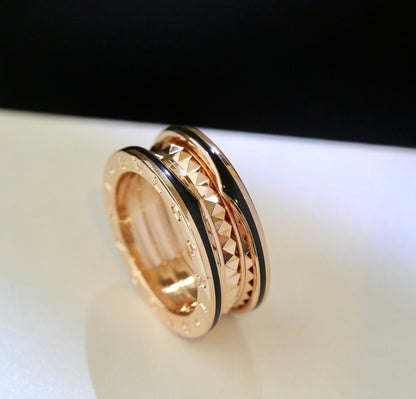 [Clover Jewelery]ZERO 1 PINK GOLD BLACK CERAMIC RING