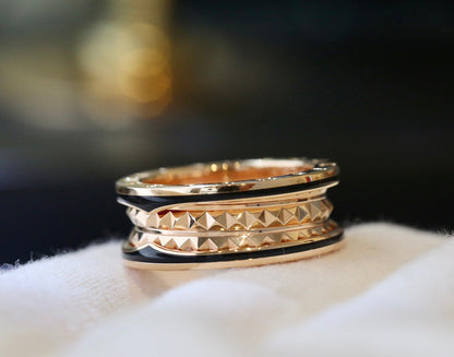 [Clover Jewelery]ZERO 1 PINK GOLD BLACK CERAMIC RING