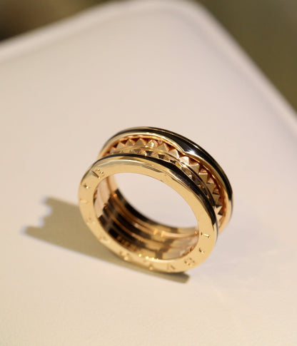 [Clover Jewelery]ZERO 1 PINK GOLD BLACK CERAMIC RING
