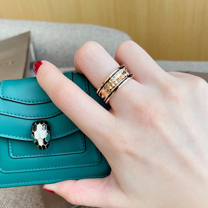 [Clover Jewelery]ZERO 1 PINK GOLD BLACK CERAMIC RING