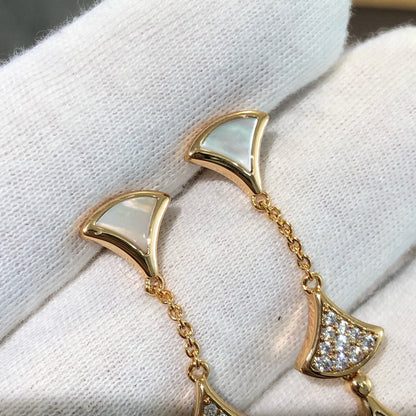 [Clover Jewelery]DREAM EARRINGS 3 MOTIFS DIAMOND MOP PINK GOLD