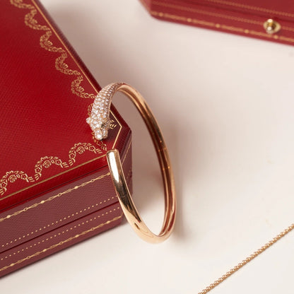 [Clover Jewelery]PANTHERE ROSE GOLD DIAMOND OPEN BRACELET