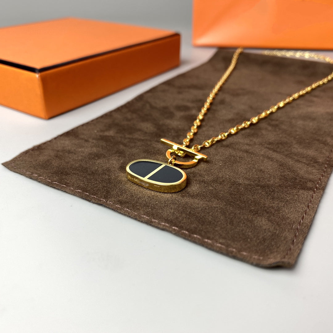 [Clover Jewelery]CHAINE VERSO BLACK CERAMIC NECKLACE
