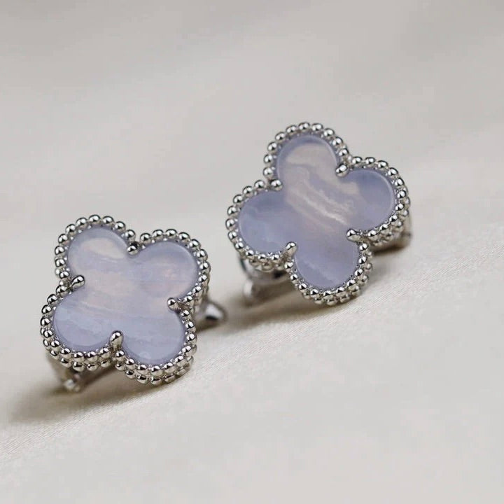 [Clover Jewelery]CLOVER MEDIUM 1 MOTIFS  WHITE MOP EARRINGS SILVER