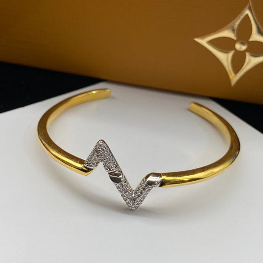 [Clover Jewelery]VOLTE UPSITE DOWN DIAMOND GOLD OPEN BRACELET