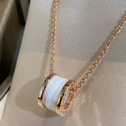 [Clover Jewelery]ZERO 1 WHITE CERAMIC PINK GOLD NECKLACE