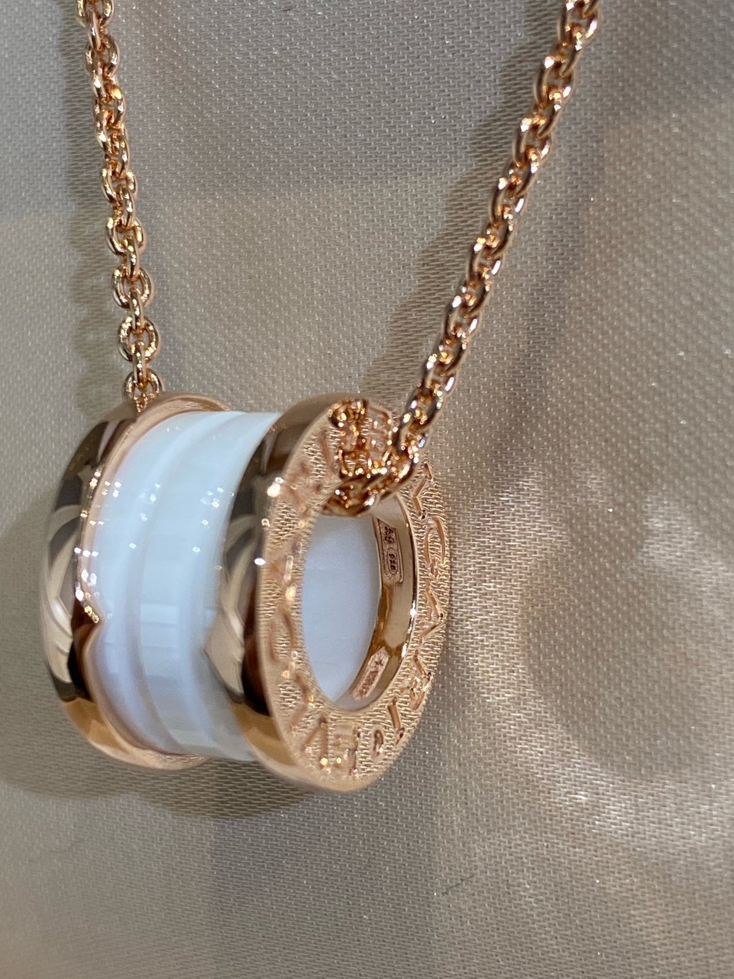 [Clover Jewelery]ZERO 1 WHITE CERAMIC PINK GOLD NECKLACE