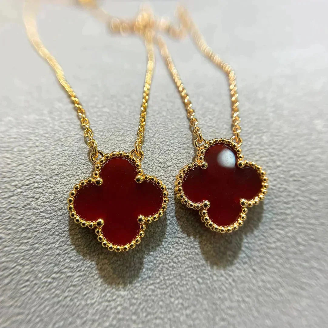 [Clover Jewelery]CLOVER 15MM CARNELIAN SINGLE FLOWER NECKLACE