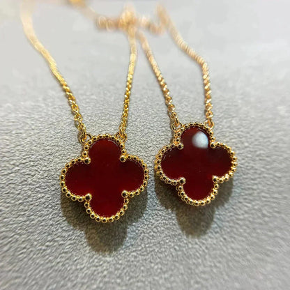 [Clover Jewelery]CLOVER 15MM CARNELIAN SINGLE FLOWER NECKLACE