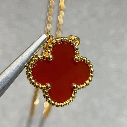 [Clover Jewelery]CLOVER 15MM CARNELIAN SINGLE FLOWER NECKLACE