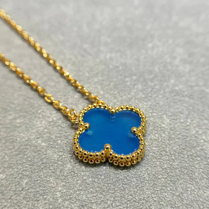 [Clover Jewelery]CLOVER 15MM BLUE AGATE NECKLACE