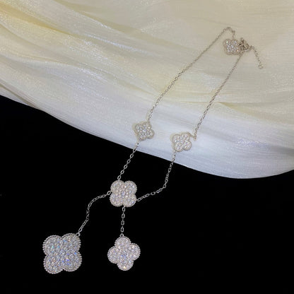 [Clover Jewelery]CLOVER 5 MOTIFS SILVER DIAMONDS NECKLACE