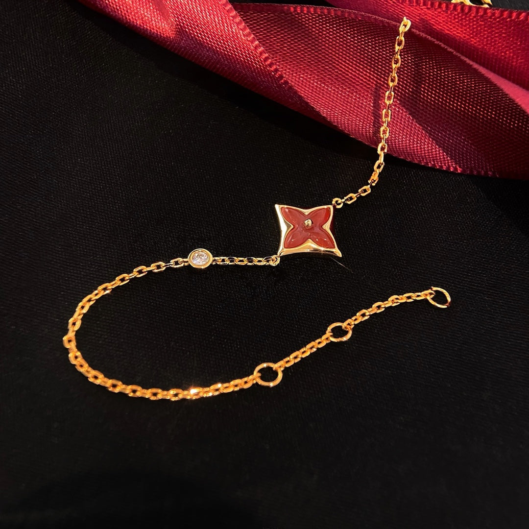 [Clover Jewelery]COLOR STAR CARNELIAN PINK GOLD DIAMOND BRACELET